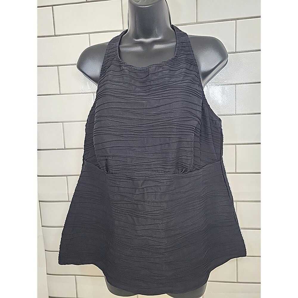 LANDS END Womens Sz 18 G  Textured  Swimsuit Tankini Top  Casual Beach Vacation